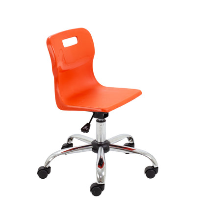 Titan Junior Swivel Chair|Chrome Base With Castors|Age 6-11 Years|Orange