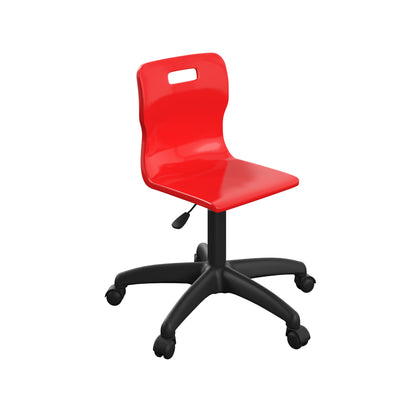 Titan Junior Swivel Chair|Black Base With Castors|Age 6-11 Years|Red