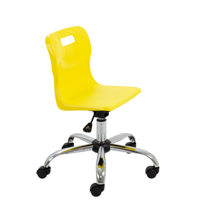 Titan Junior Swivel Chair|Chrome Base With Castors|Age 6-11 Years|Yellow