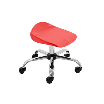 Titan Junior Swivel Stool|Chrome Base With Castors|Age 6-11 Years|Red