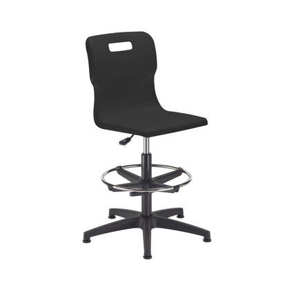 Titan Senior Swivel Chair|Black Base With Castors|Adjustable D-Kit|Age 11 Plus Years|Black