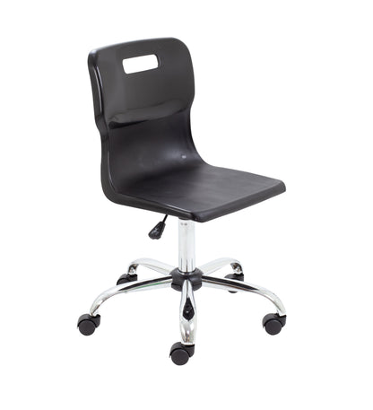 Titan Senior Swivel Chair|Chrome Base With Castors|Age 11 Plus Years|Black