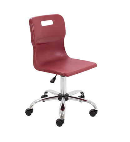 Titan Senior Swivel Chair|Chrome Base With Castors|Age 11 Plus Years|Burgundy