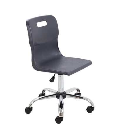 Titan Senior Swivel Chair|Chrome Base With Castors|Age 11 Plus Years|Charcoal