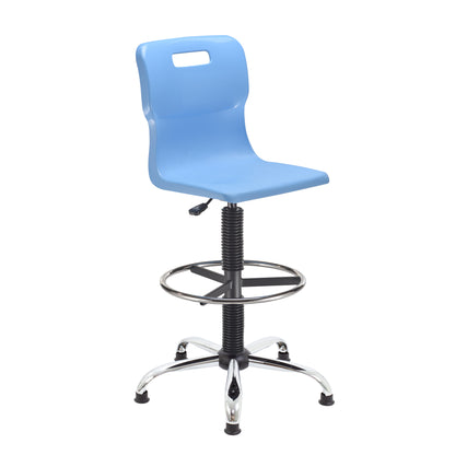 Titan Senior Swivel Chair|Chrome Base With Castors|Adjustable D-Kit|Age 11 Plus Years|Sky Blue