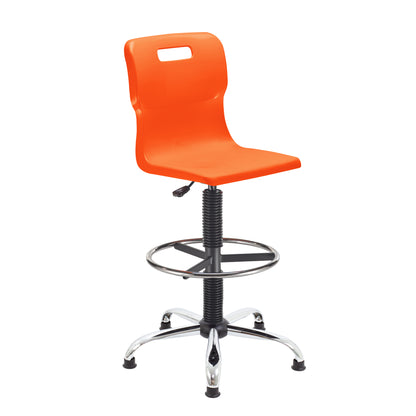 Titan Senior Swivel Chair|Chrome Base With Castors|Adjustable D-Kit|Age 11 Plus Years|Orange
