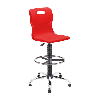 Titan Senior Swivel Chair|Chrome Base With Castors|Adjustable D-Kit|Age 11 Plus Years|Red