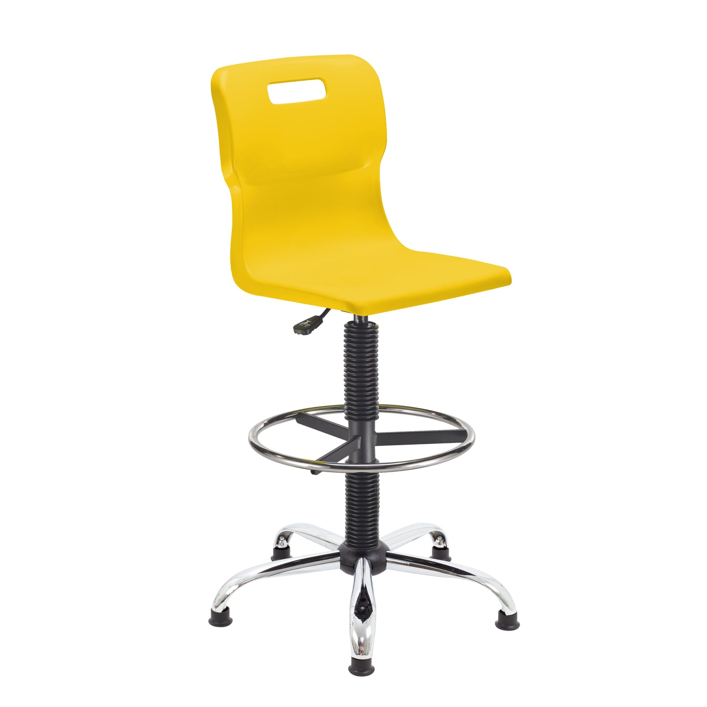 Titan Senior Swivel Chair|Chrome Base With Castors|Adjustable D-Kit|Age 11 Plus Years|Yellow