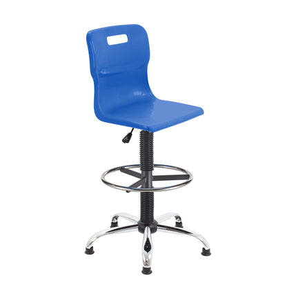 Titan Senior Swivel Chair|Chrome Base With Castors|Fixed D-Kit|Age 11 Plus Years|Blue