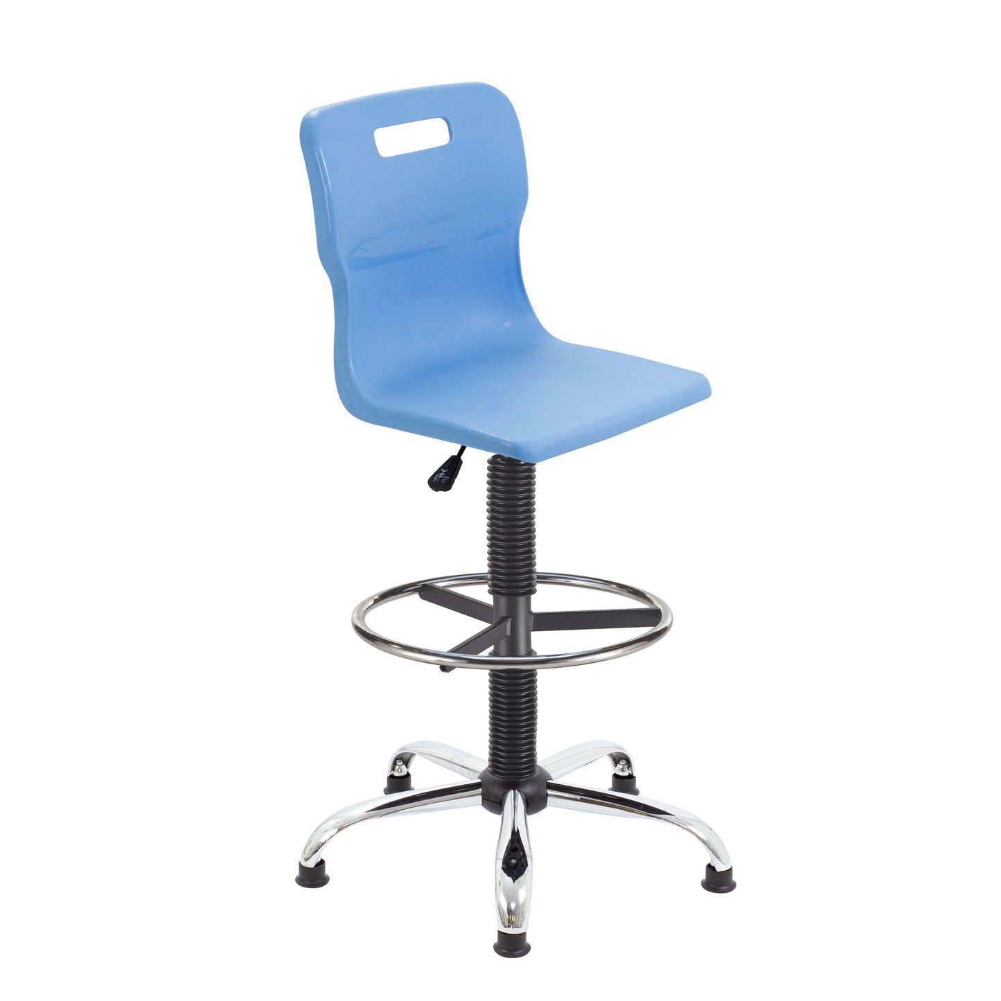 Titan Senior Swivel Chair|Chrome Base With Castors|Fixed D-Kit|Age 11 Plus Years|Sky Blue