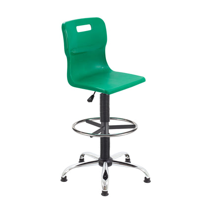 Titan Senior Swivel Chair|Chrome Base With Castors|Fixed D-Kit|Age 11 Plus Years|Green