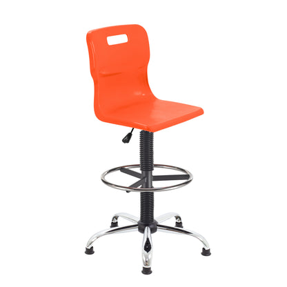Titan Senior Swivel Chair|Chrome Base With Castors|Fixed D-Kit|Age 11 Plus Years|Orange
