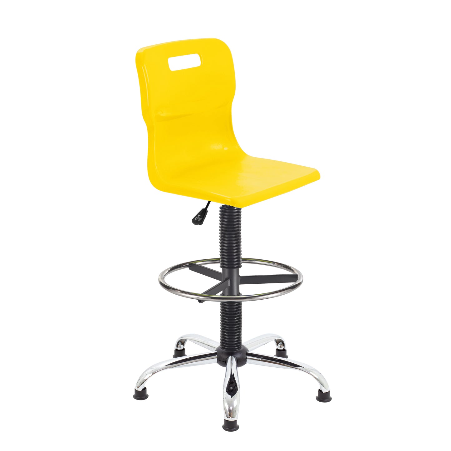 Titan Senior Swivel Chair|Chrome Base With Castors|Fixed D-Kit|Age 11 Plus Years|Yellow
