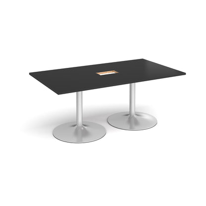 Trumpet base rectangular power ready boardroom table - TB18-CO-S-BK