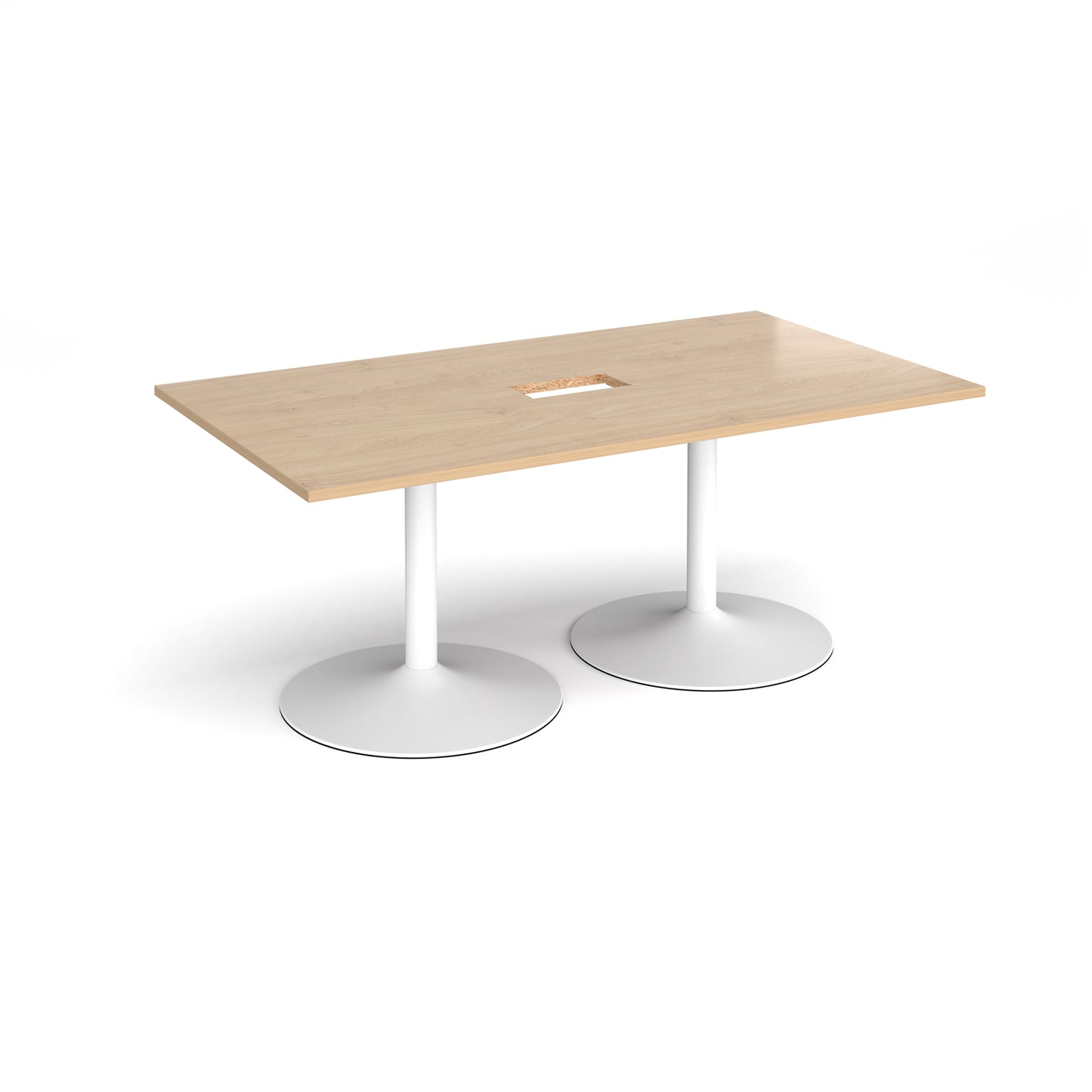 Trumpet base rectangular power ready boardroom table - TB18-CO-WH-KO
