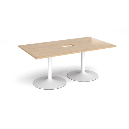 Trumpet base rectangular power ready boardroom table - TB18-CO-WH-KO