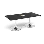 Trumpet base rectangular power ready boardroom table