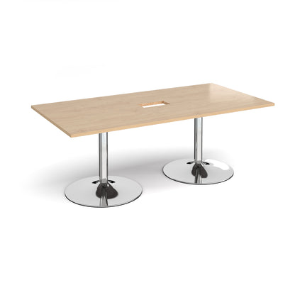 Trumpet base rectangular power ready boardroom table - TB20-CO-C-KO