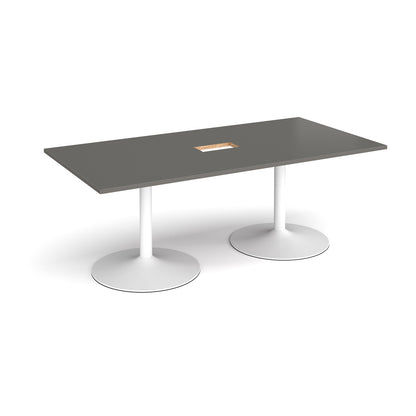 Trumpet base rectangular power ready boardroom table - TB20-CO-WH-OG