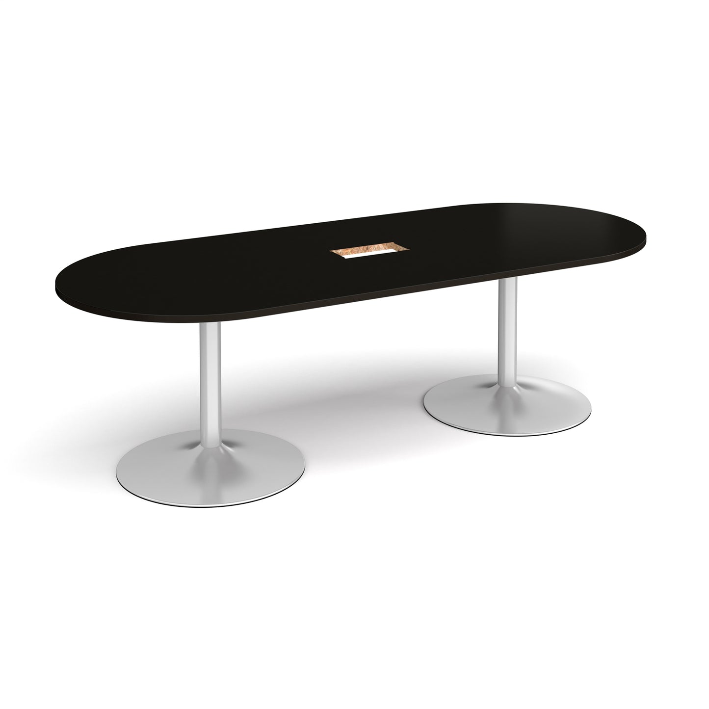 Trumpet base radial end power ready boardroom table - TB24-CO-S-BK