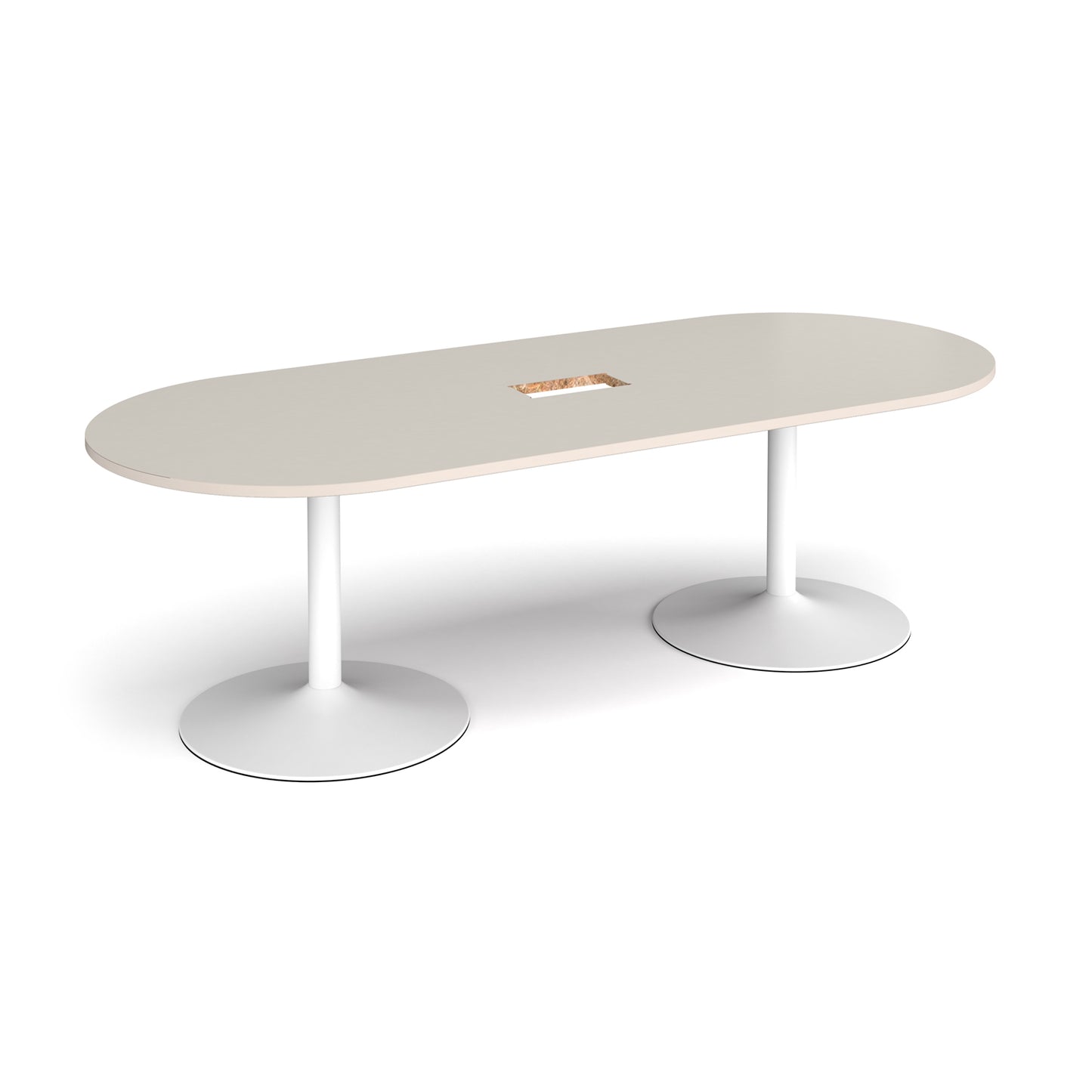 Trumpet base radial end power ready boardroom table - TB24-CO-WH-LG