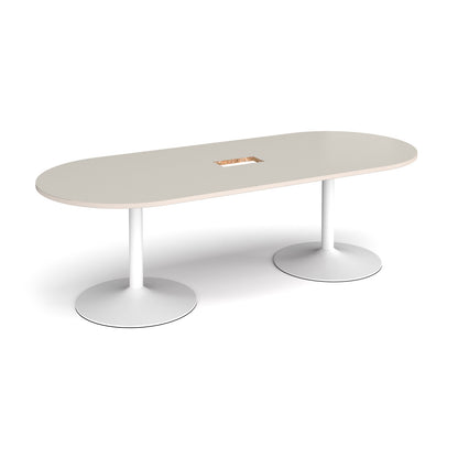 Trumpet base radial end power ready boardroom table - TB24-CO-WH-LG