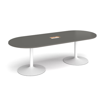 Trumpet base radial end power ready boardroom table - TB24-CO-WH-OG