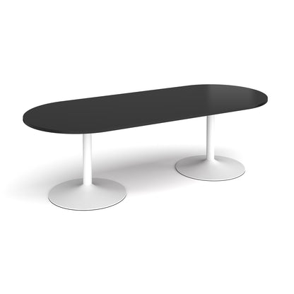 Trumpet base radial end boardroom table - TB24-WH-BK