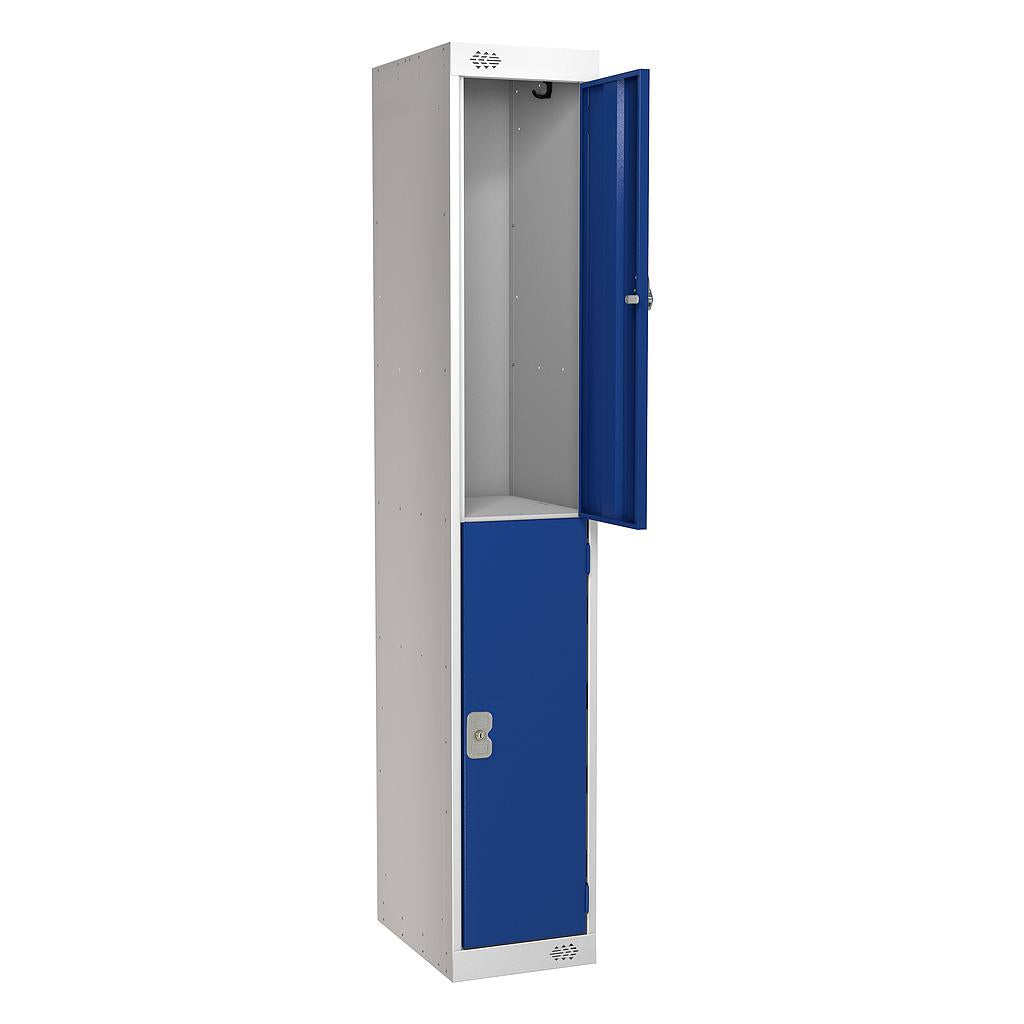 Steel Locker with Coloured Door|2 Door|300x450x1800|Blue