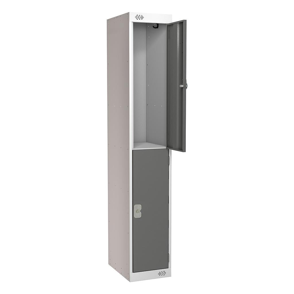 Steel Locker with Coloured Door|2 Door|300x450x1800|Dark Grey