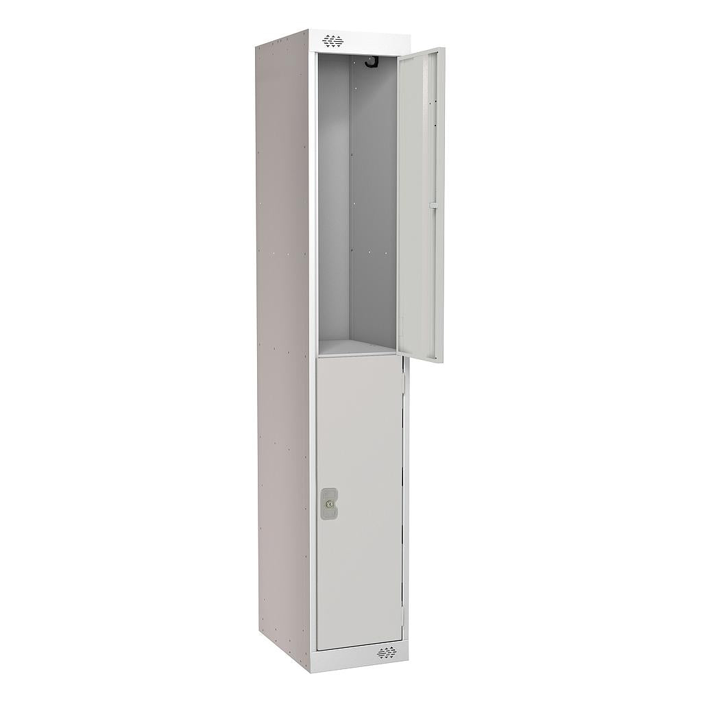 Steel Locker with Coloured Door|2 Door|300x450x1800|Light Grey