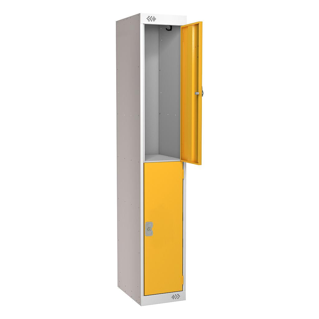 Steel Locker with Coloured Door|2 Door|300x450x1800|Yellow