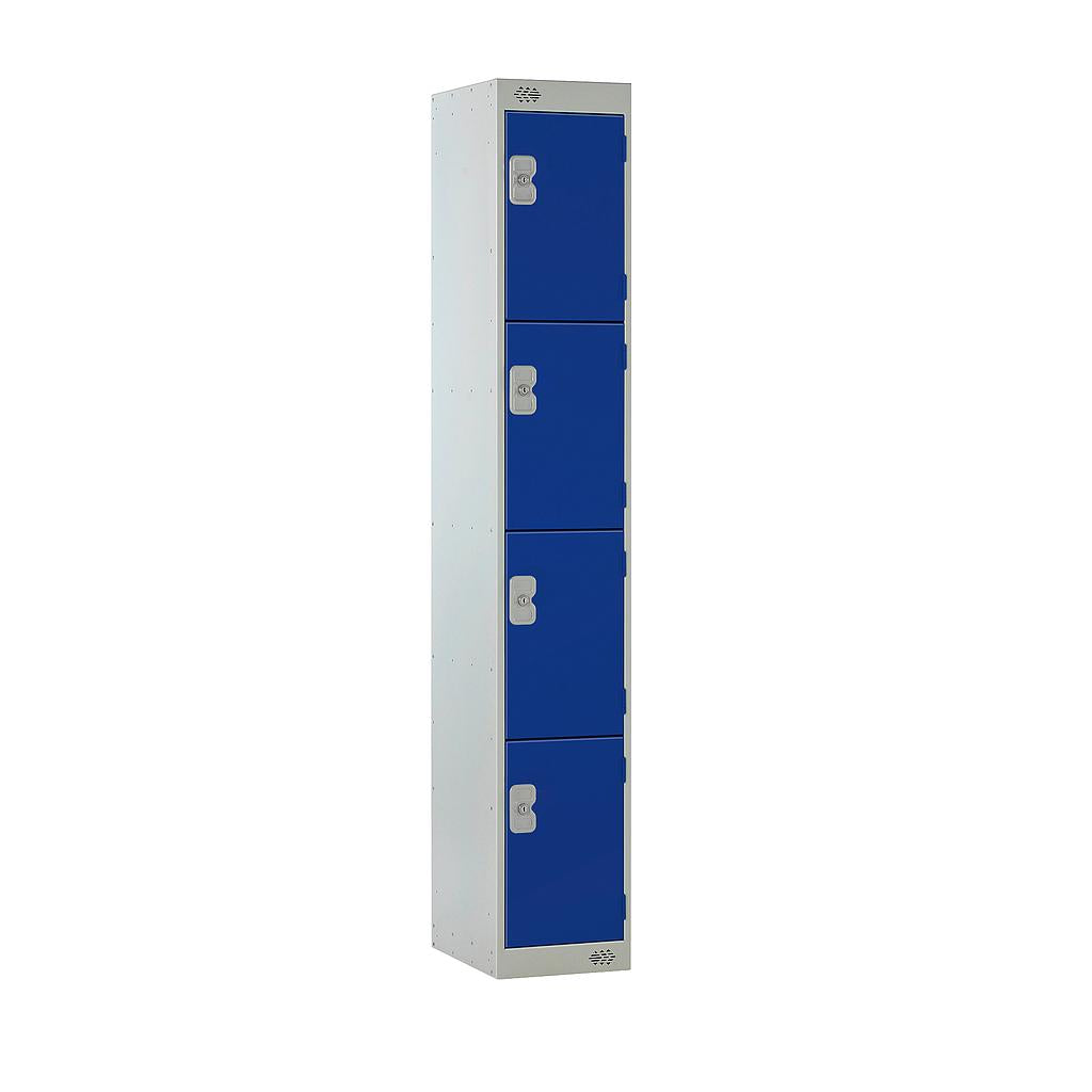 Steel Locker with Coloured Door|4 Door|300x450x1800|Blue