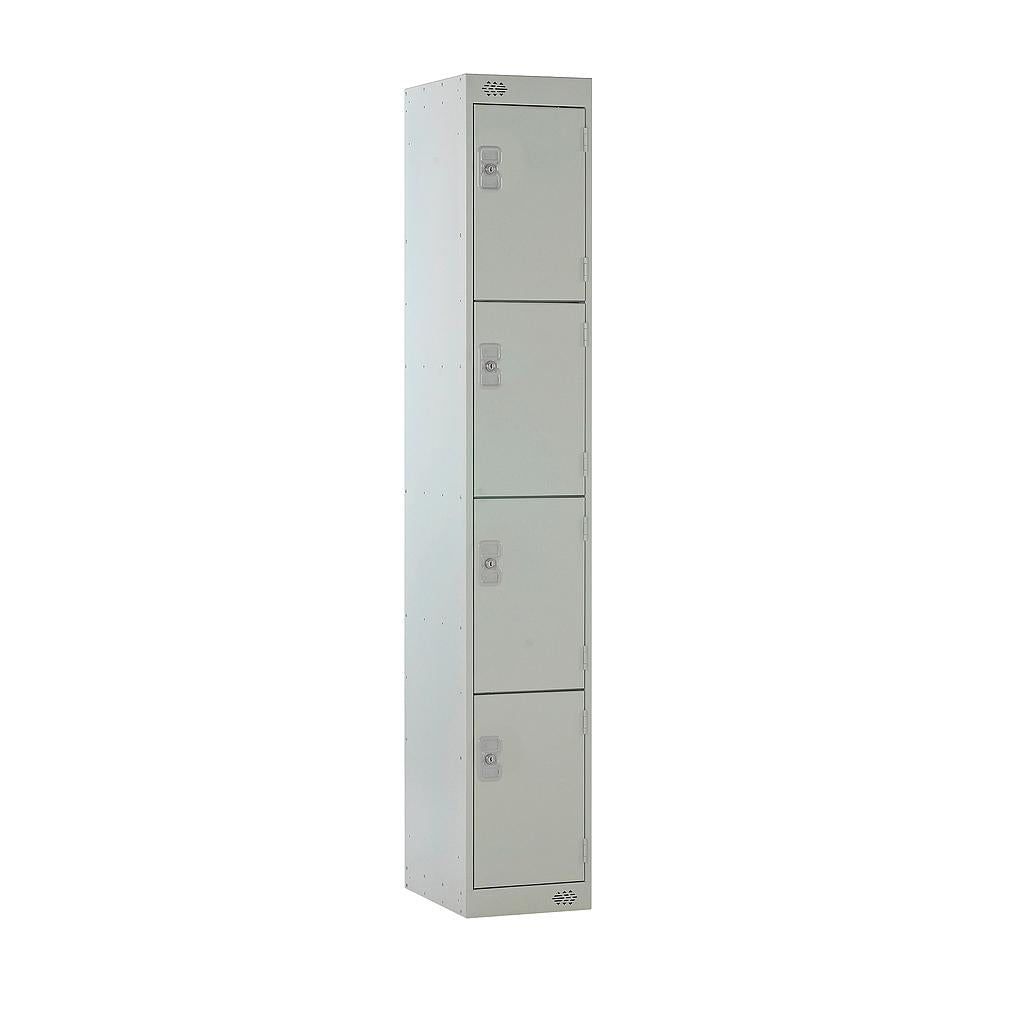 Steel Locker with Coloured Door|4 Door|300x450x1800|Light Grey