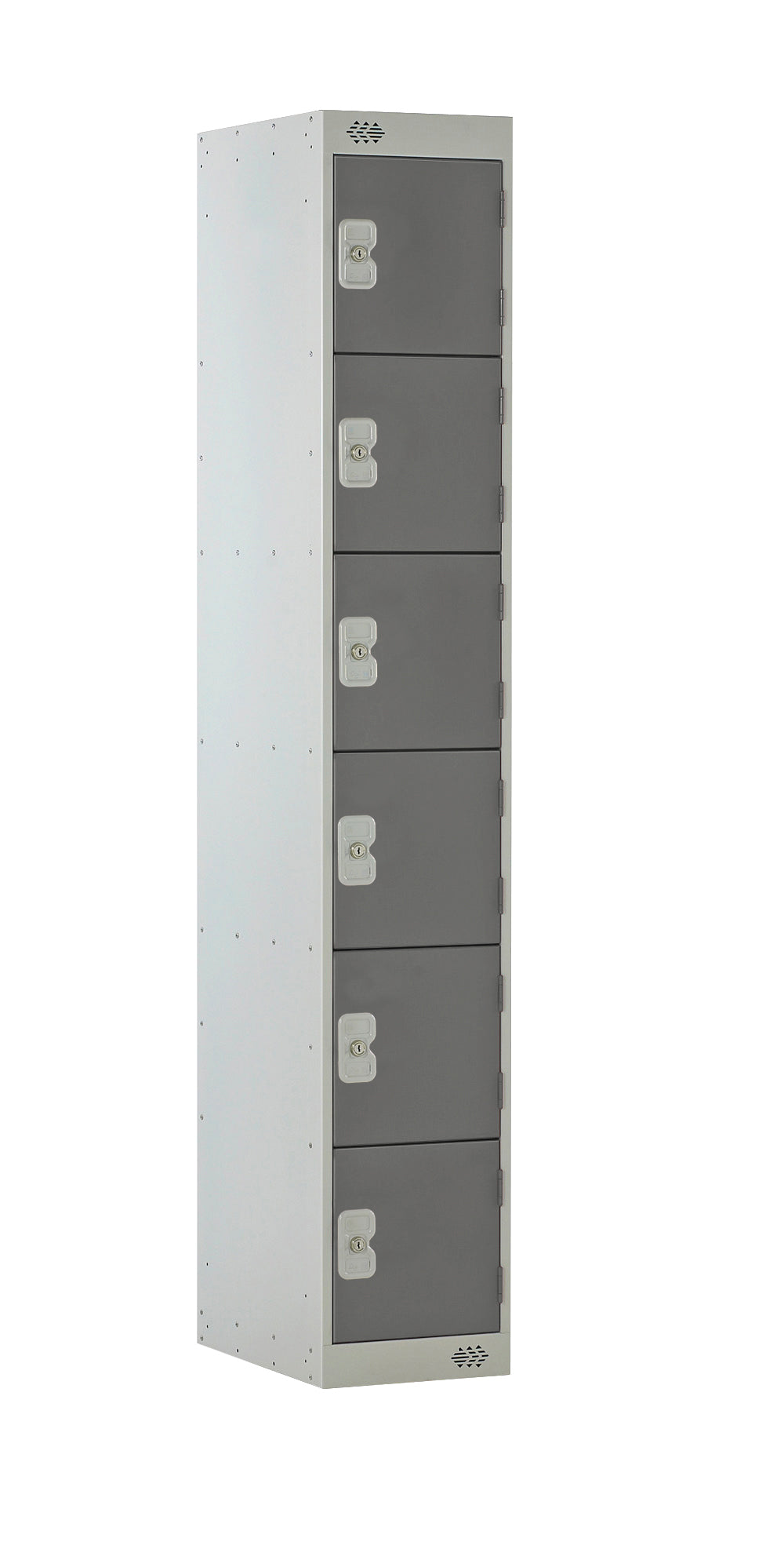 Steel Locker with Coloured Door|6 Door|300x300x1800|Dark Grey
