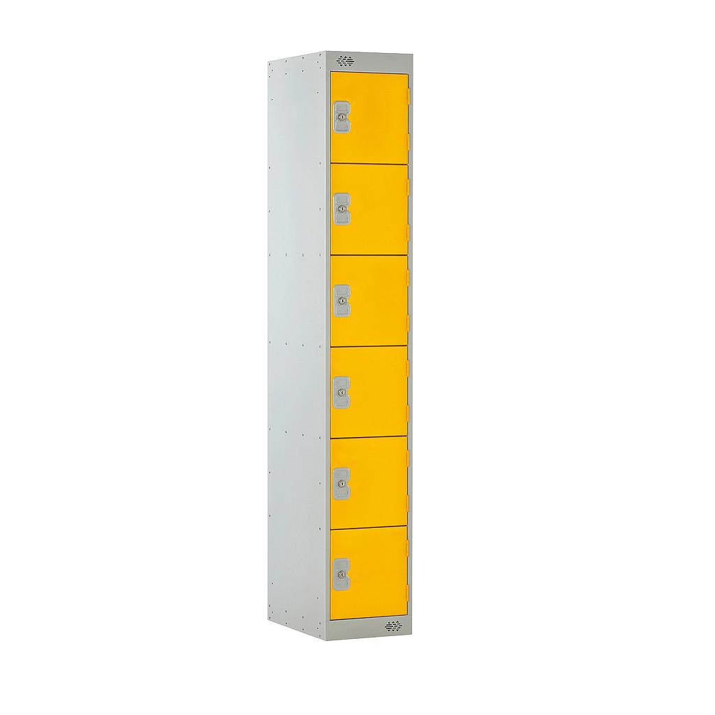 Steel Locker with Coloured Door|6 Door|300x450x1800|Yellow