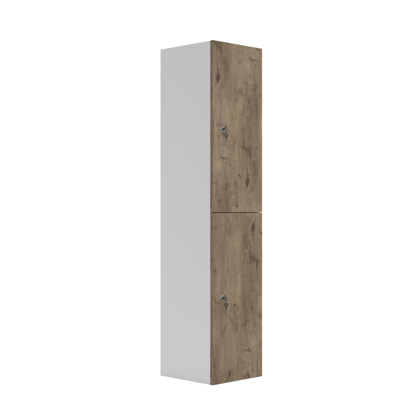 Wooden Locker|2 Door|350x400x1900|Grey Nebraska Oak