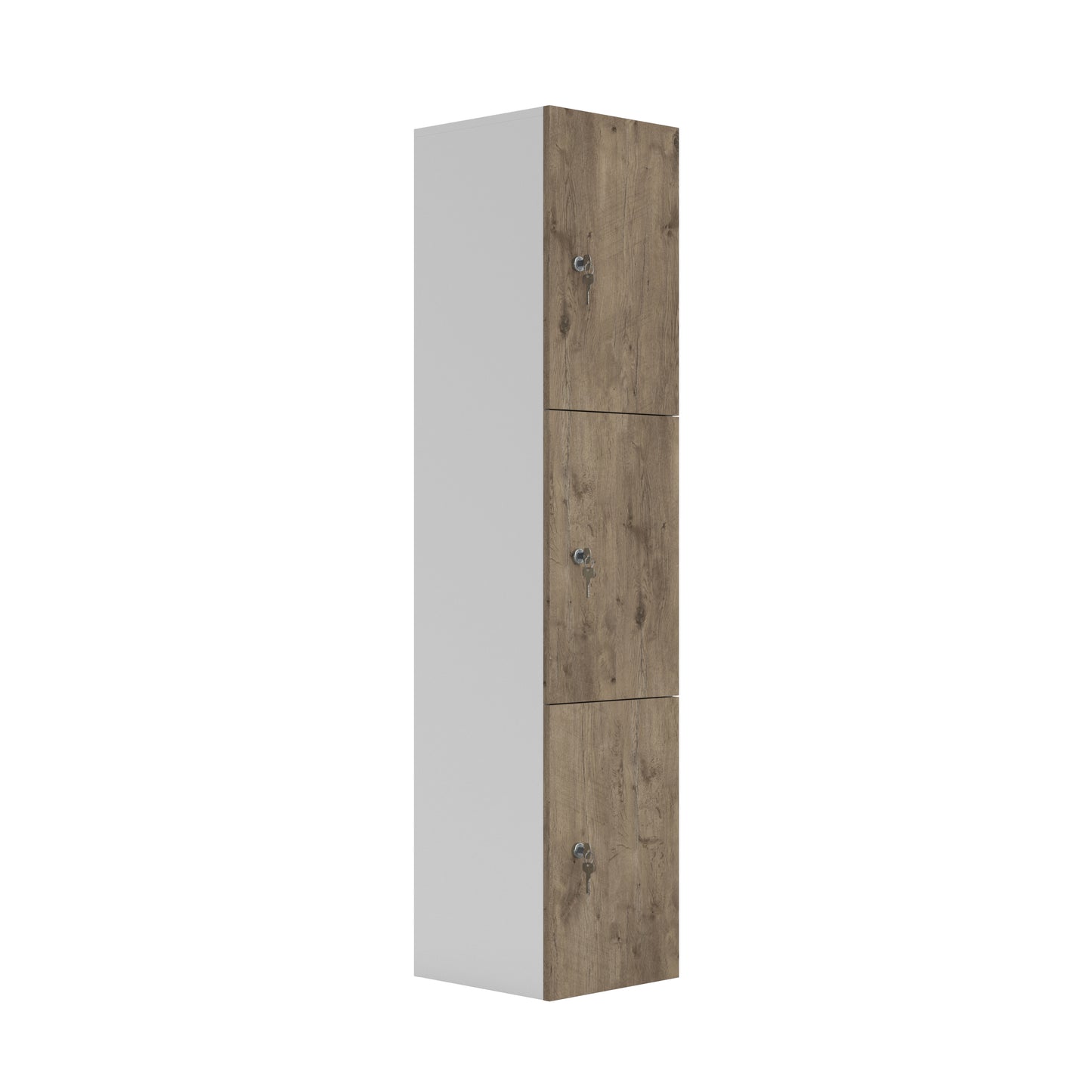 Wooden Locker|3 Door|350x400x1900|Grey Nebraska Oak