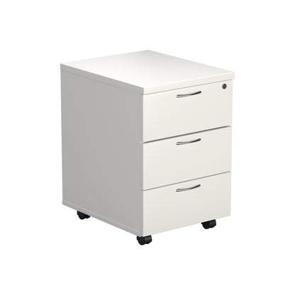 Aztec|3 Drawer|Wooden|Mobile|Pedestal |404x500x595|White