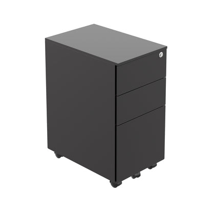Talos|3 Drawer|Steel|Slimline Pedestal|300x470x615|Black