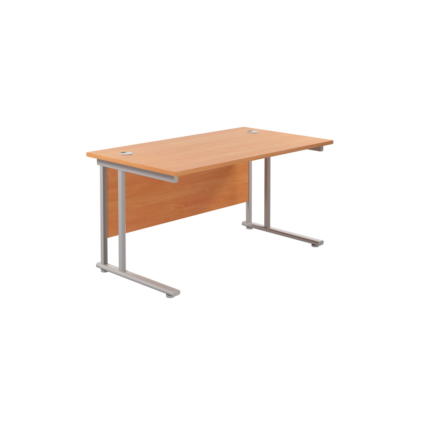 Aztec|Twin Upright|Rectangular Desk|1200x800|Beech-Silver