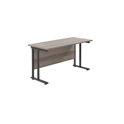 Aztec|Twin Upright|Rectangular Desk|1400x600|Grey Oak-Black