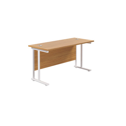Aztec|Twin Upright|Rectangular Desk|1400x600|Nova Oak-White