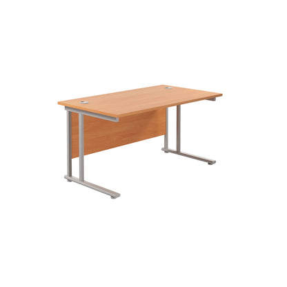 Aztec|Twin Upright|Rectangular Desk|1400x800|Beech-Silver