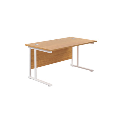 Aztec|Twin Upright|Rectangular Desk|1400x800|Nova Oak-White