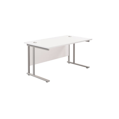Aztec|Twin Upright|Rectangular Desk|1400x800|White-Silver