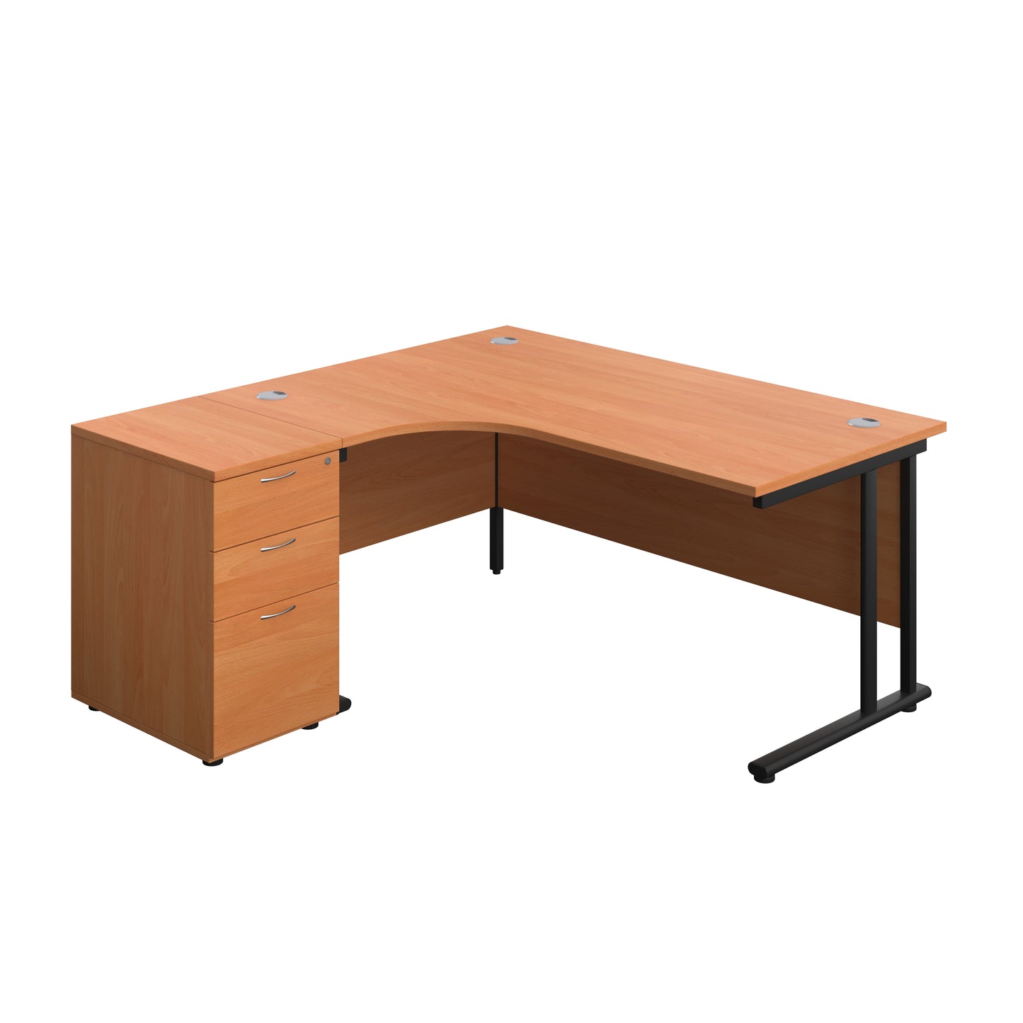 Aztec|Twin Upright|Left Hand Radial Desk|1600x1200|Beech-Black