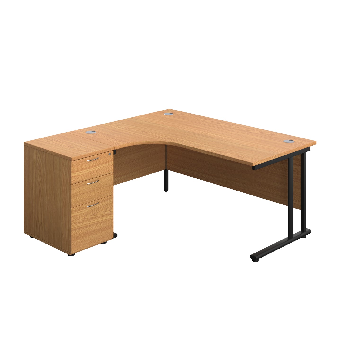 Aztec|Twin Upright|Left Hand Radial Desk|1600x1200|Nova Oak-Black