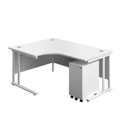 Twin Upright Left Hand Radial Desk + Slimline Steel Pedestal 3 Drawers (FSC)