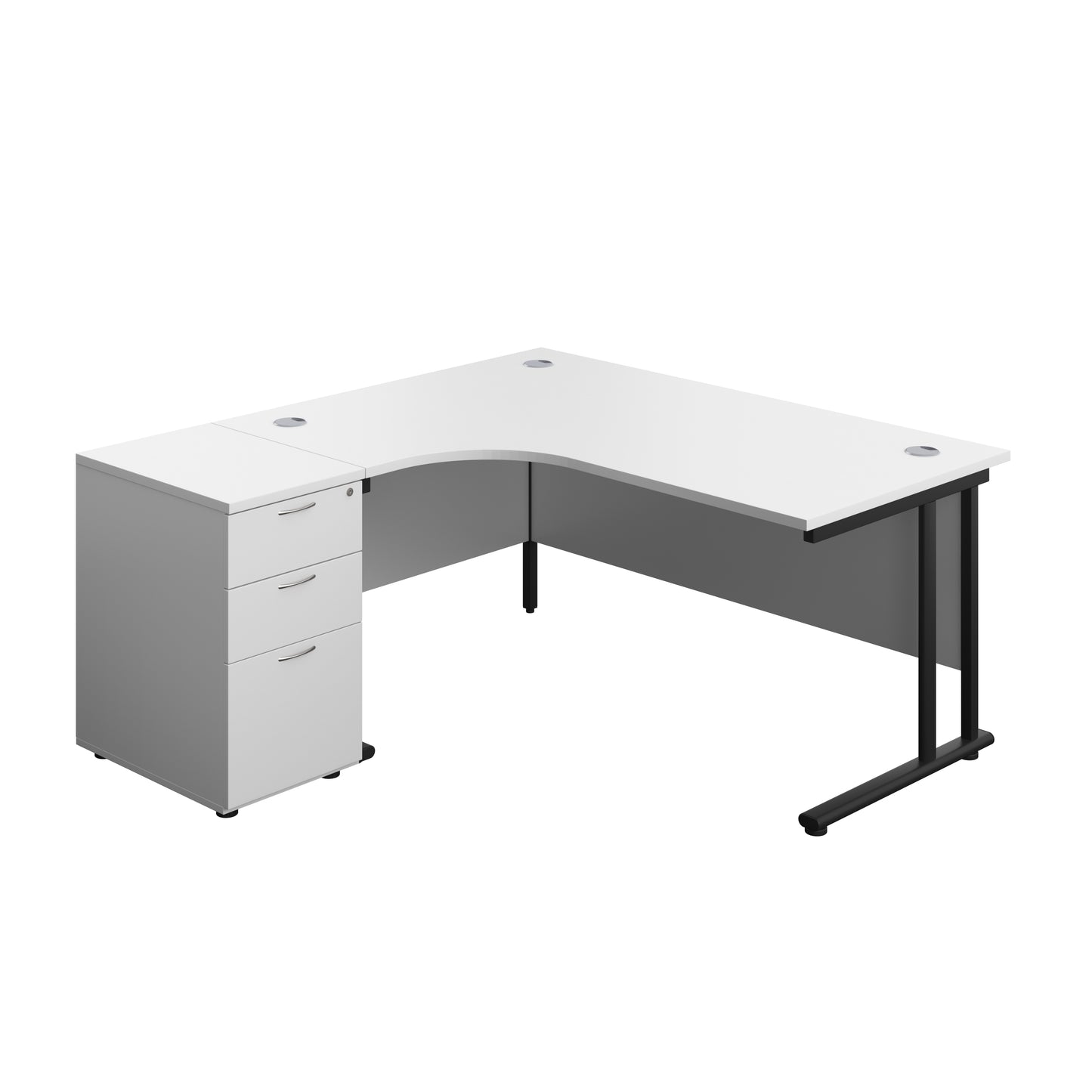 Aztec|Twin Upright|Left Hand Radial Desk|1600x1200|White-Black